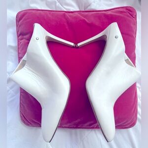Sam Edelman Oran White Leather Heeled Mules